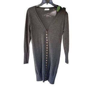 Satinato long charcoal colored cardigan